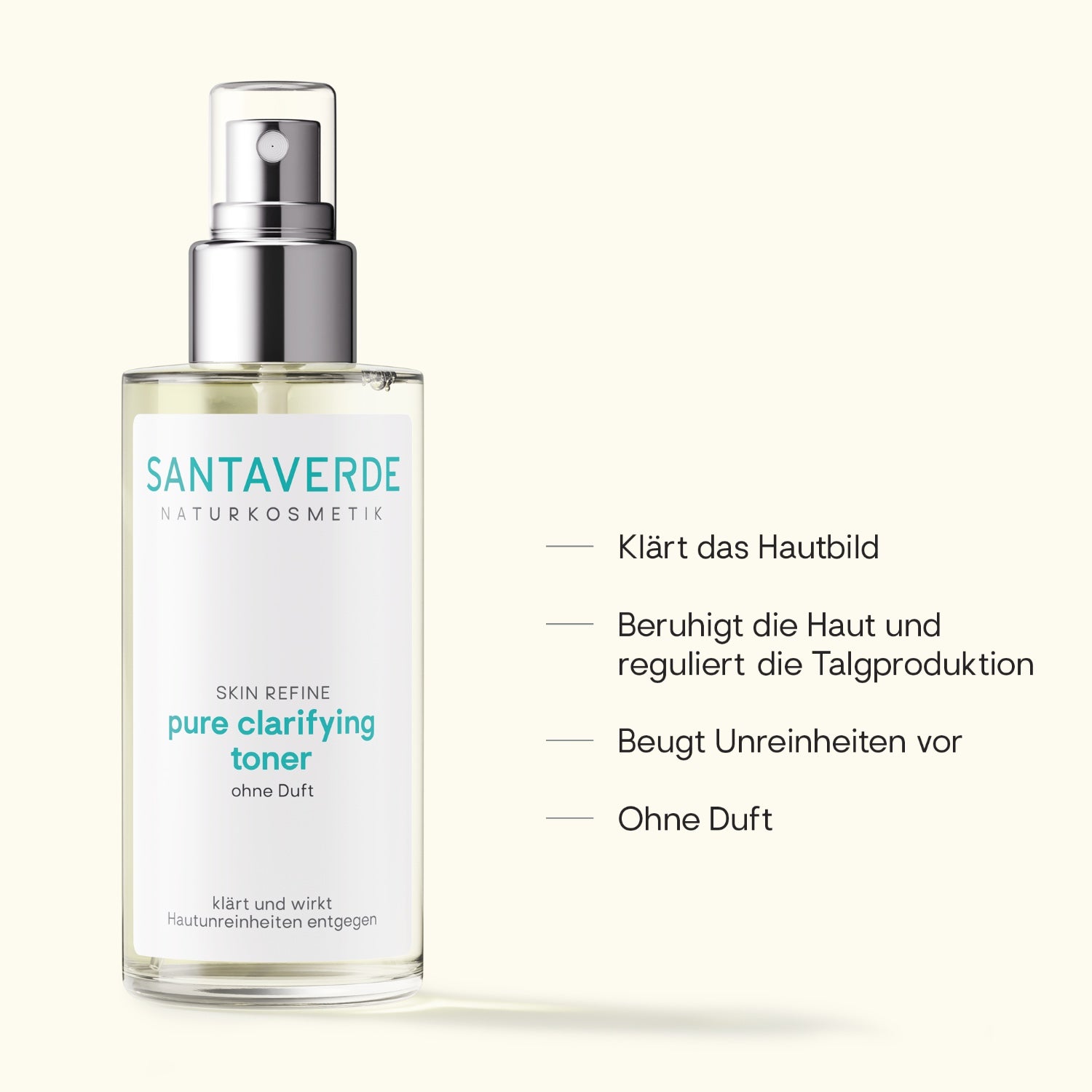 Santaverde Pure Clarifying Toner ohne Duft – für unreine und empfindliche Haut mit den Haupteigenschaften