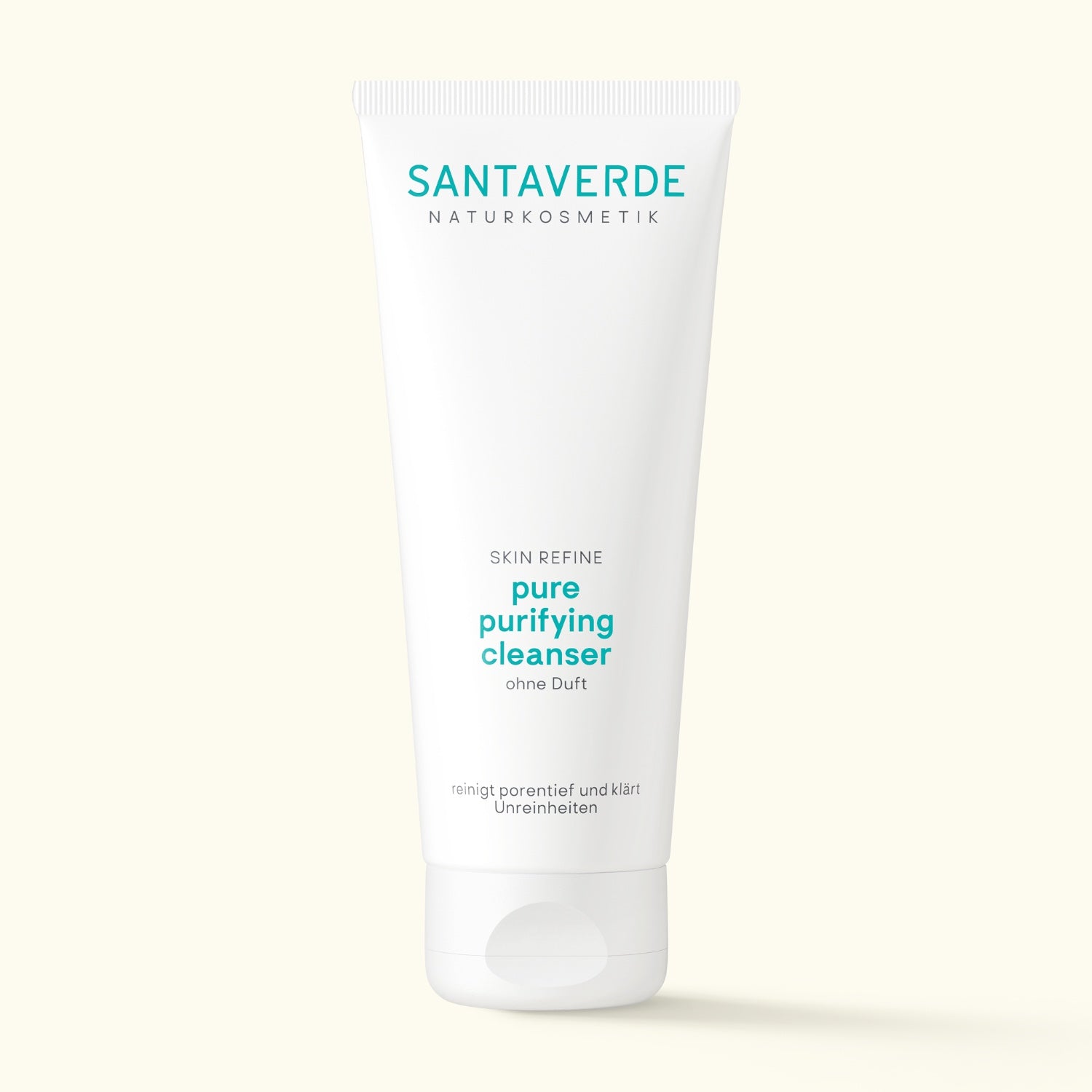 Santaverde Pure Purifying Cleanser ohne Duft 100 ml – Aloe Vera Naturkosmetik sanftes Reinigungsgel für unreine und empfindliche Haut, weiße Tube minimalistisch arrangiert