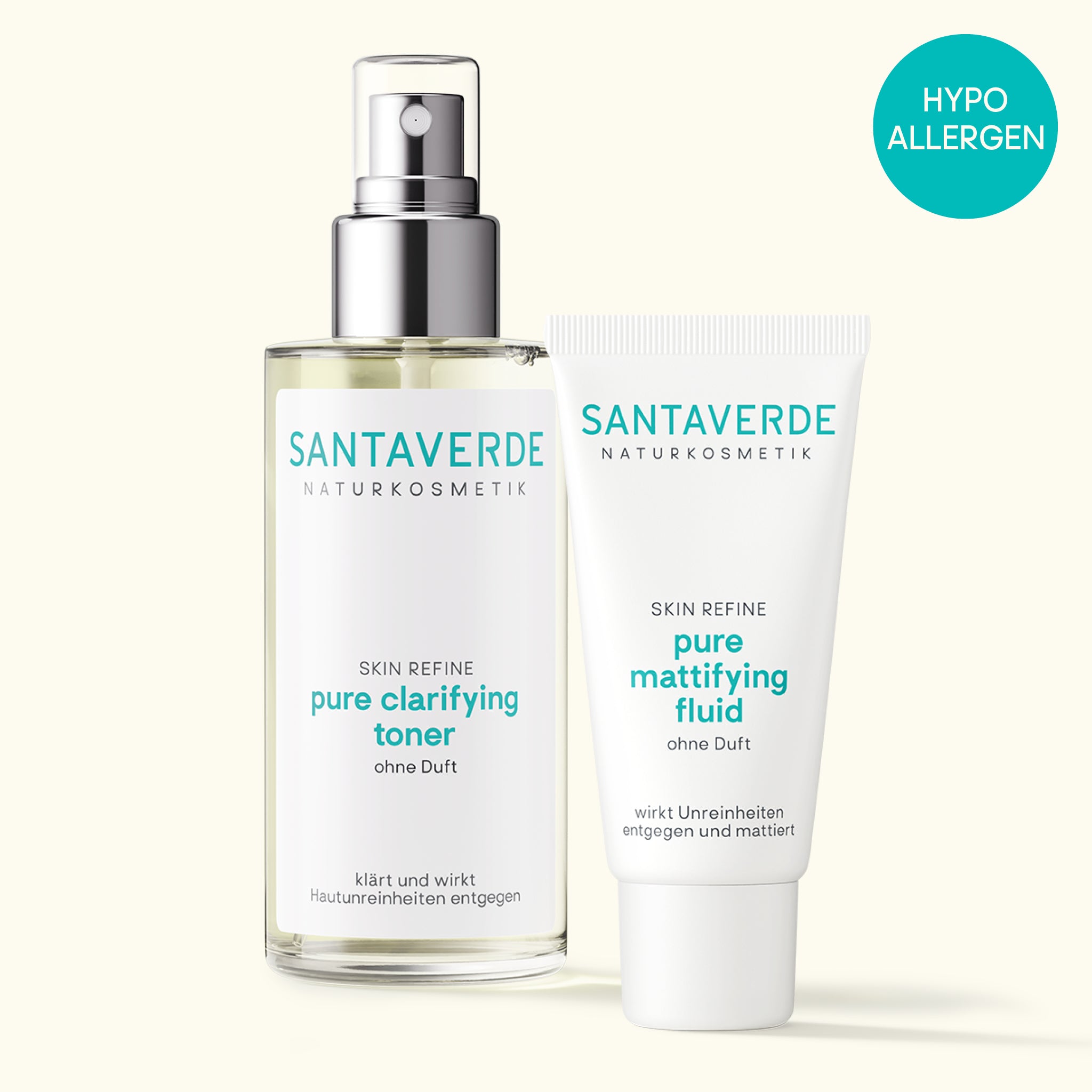 Santaverde Cleanse & Balance Duo Set – Aloe Vera Naturkosmetik Gesichtspflege-Set mit Purifying Cleanser und Clarifying Toner, minimalistisch arrangiert