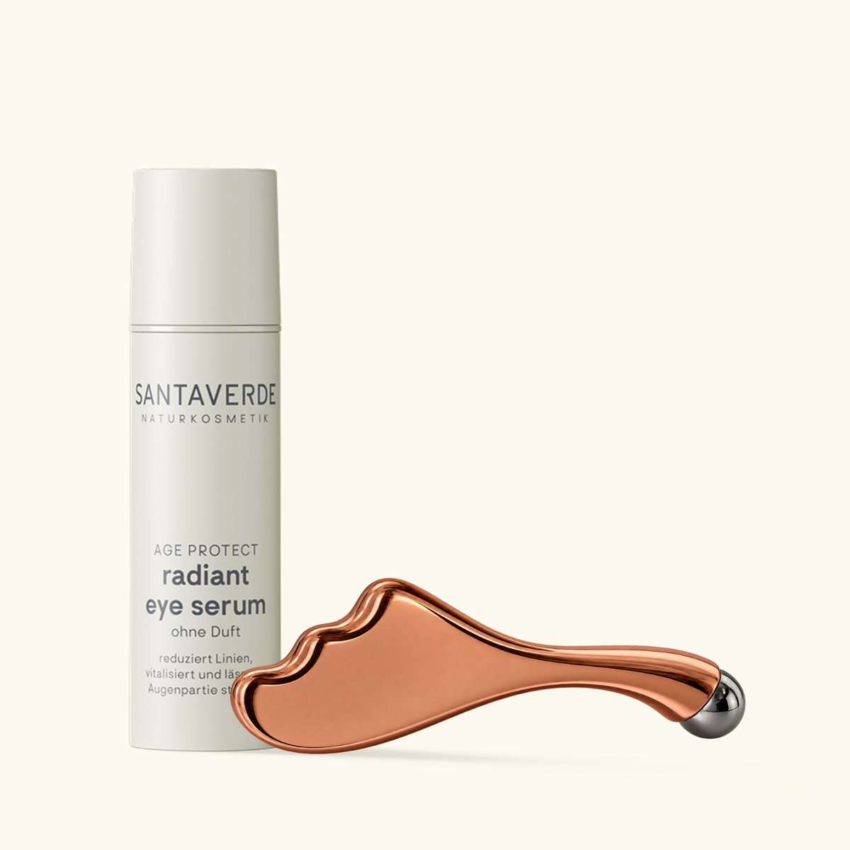 Santaverde radiant eye serum und Augenroller als Duo
