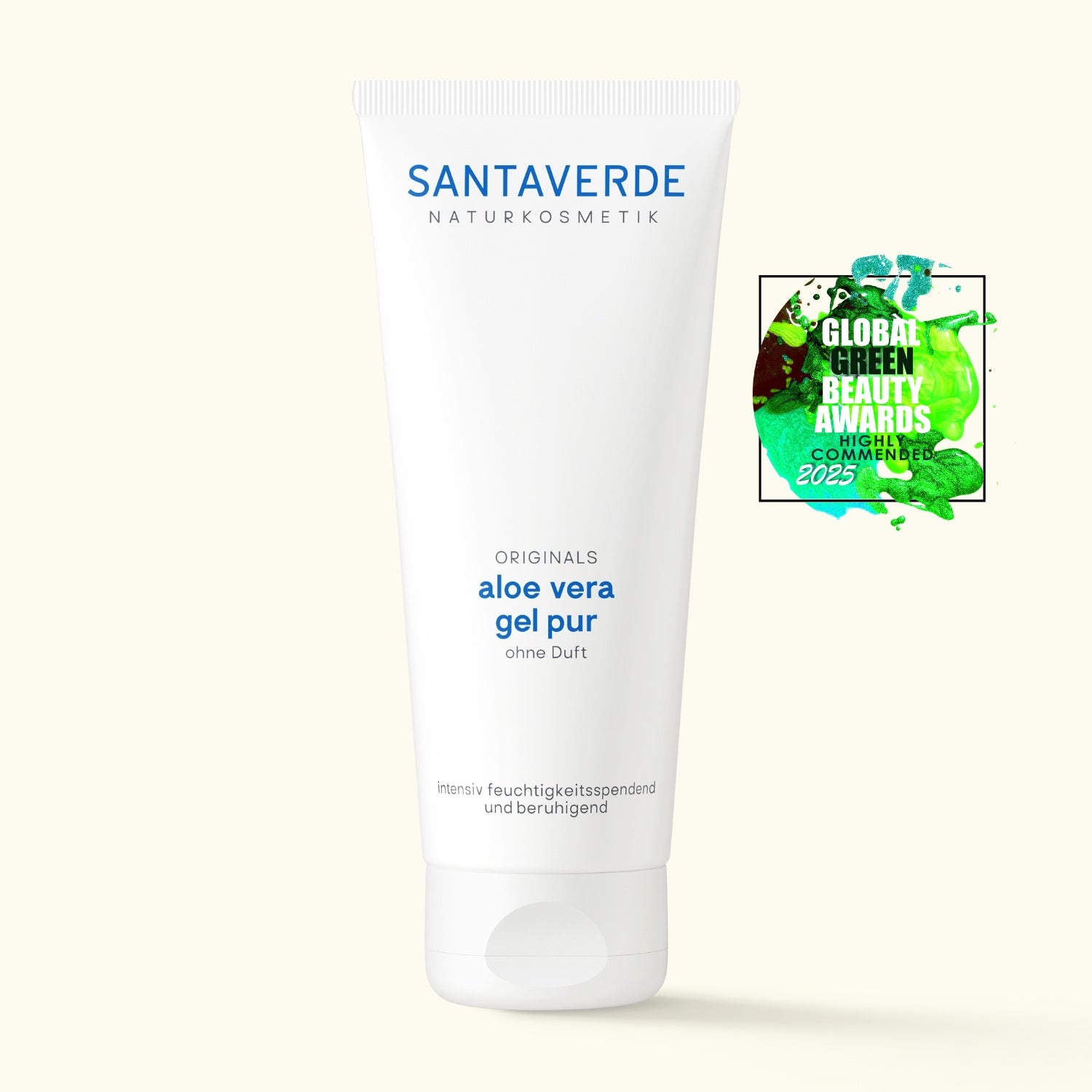 Santaverde aloe vera gel pur feuchtigkeitsspendendes Gel mit Logo Global Green Beauty Award 2025