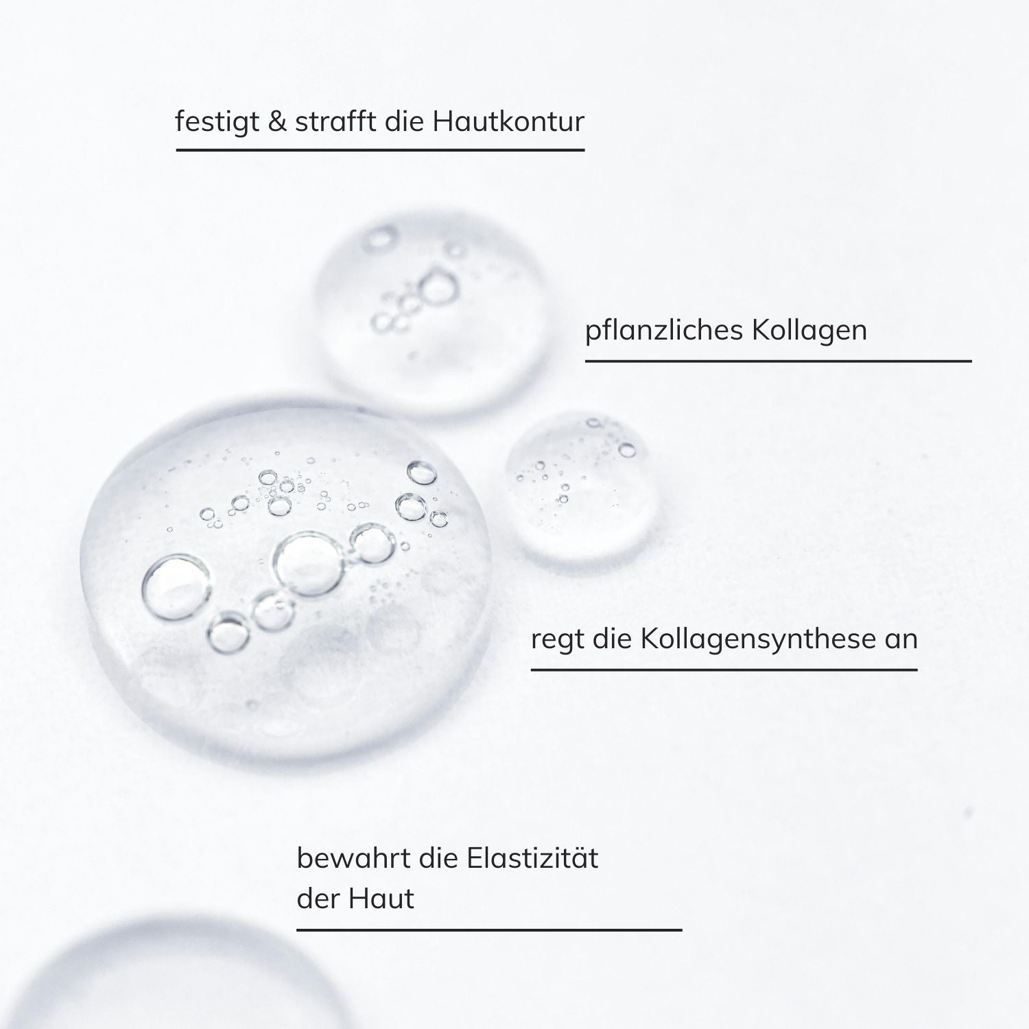collagen drops tropfen auf hellem Untergrund mit USPs