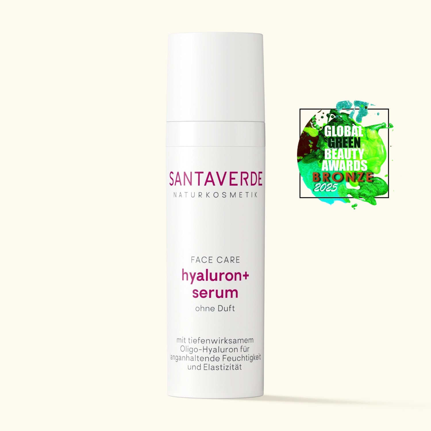 Santaverde hyaluron + serum mit Logo Global Green Beauty Award 2025