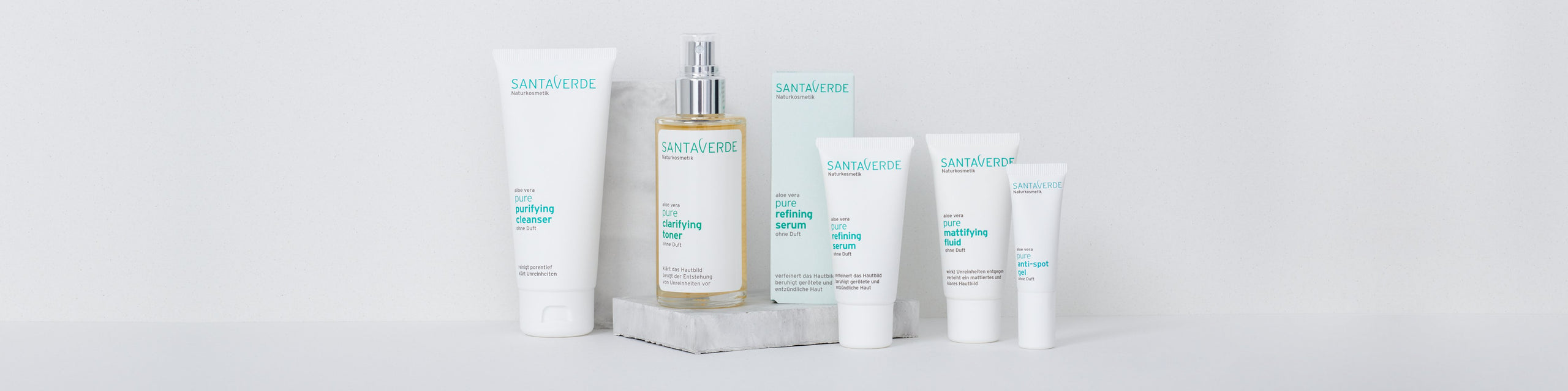 Gesichtspflege für sensible und unreine Haut - Santaverde pure Produktlinie - Inhalt