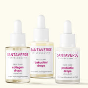Santaverde collagen drops, bakuchiol drops, probiotic drops als Set