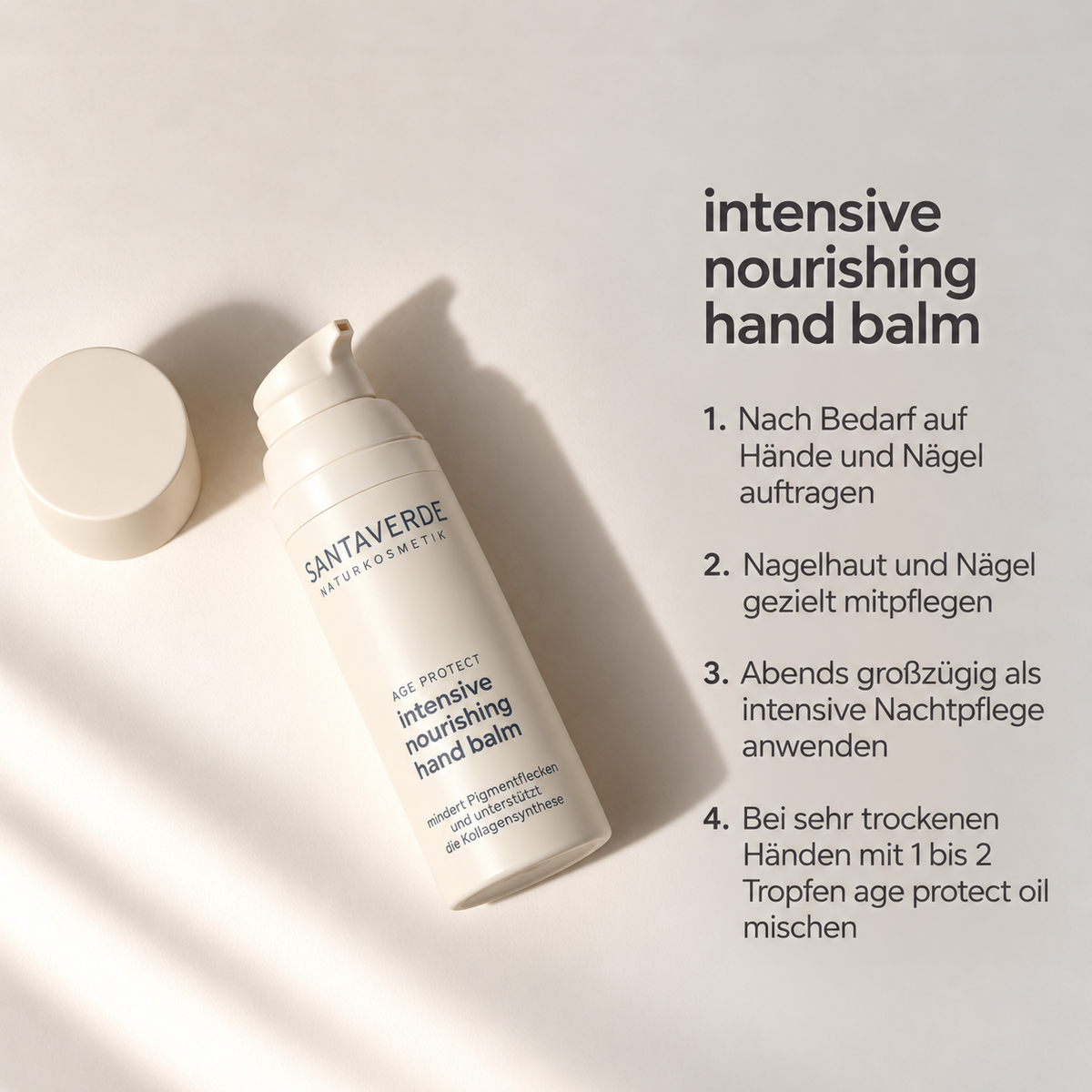 Anwendungshinweise zum intensive nourishing hand balm von Santaverde