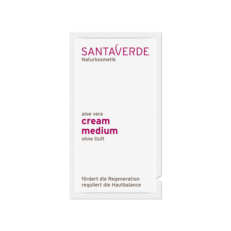 ausgewogene und feuchtigkeitsspendende Gesichtscreme mit Hyaluron ohne Duft für normale bis trockene Haut - Santaverde Naturkosmetik cream medium ohne Duft - Probe