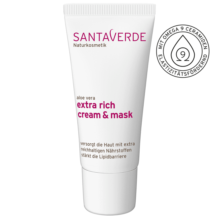 extra reichhaltige, nährende Gesichtscreme und Maske für besonders trockene und strapazierte Haut - Santaverde Naturkosmetik extra rich cream & mask - Tube 
