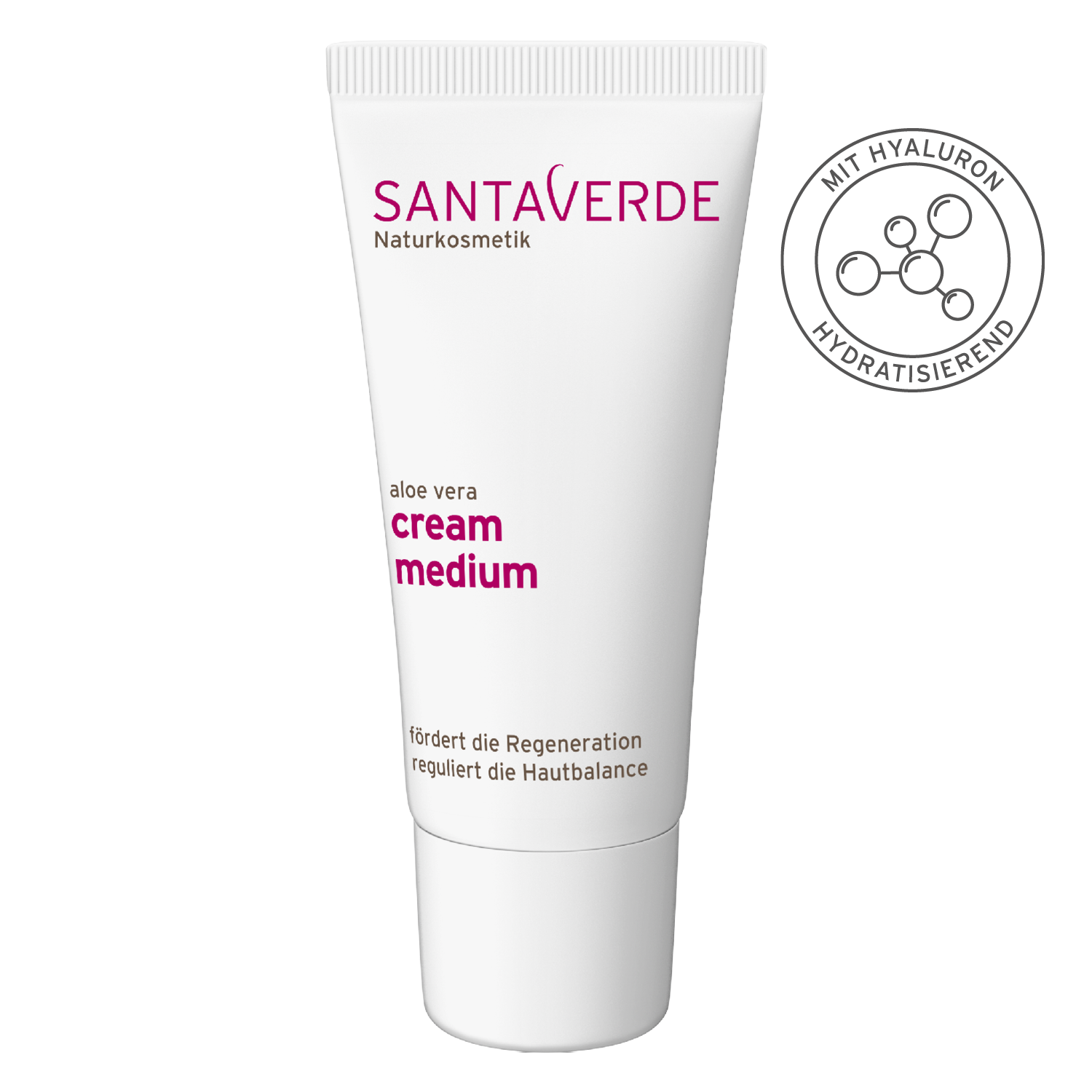 ausgewogene und feuchtigkeitsspendende Gesichtscreme mit Hyaluron für normale bis trockene Haut - Santaverde Naturkosmetik cream medium - Tube